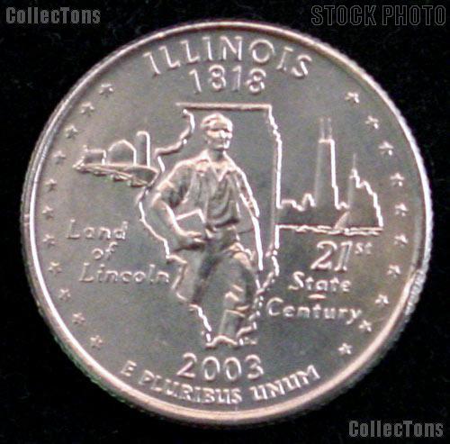 Illinois Quarters 2003 P & D Illinois Washington Quarters GEM BU for Album