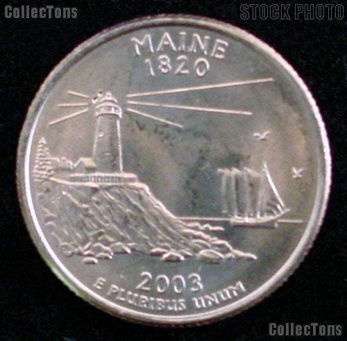 Maine Quarters 2003 P & D Maine Washington Quarters GEM BU for Album