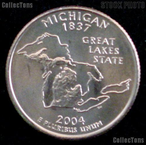 Michigan Quarters 2004 P & D Michigan Washington Quarters GEM BU for Album