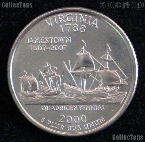 Virginia Quarters 2000 P & D Virginia Washington Quarters GEM BU for Album