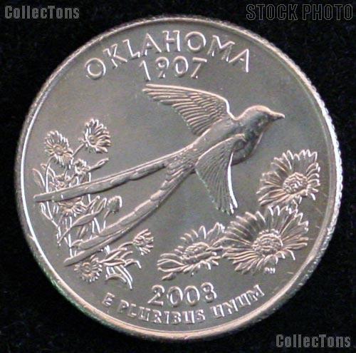 2008 D Oklahoma State ~ Washington Statehood Quarter from US Mint Roll 