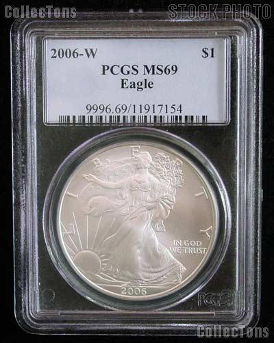 2006-W American Silver Eagle Dollar Burnished in PCGS MS 69