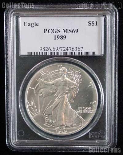 1989 American Silver Eagle Dollar in PCGS MS 69
