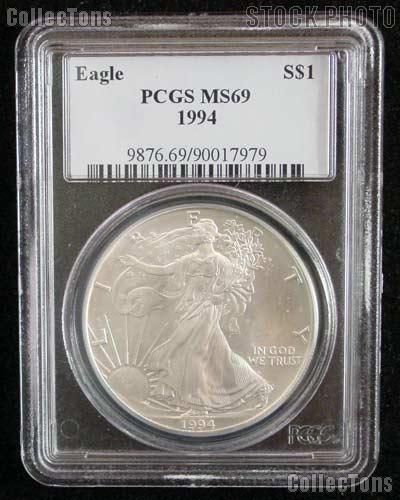 1994 American Silver Eagle Dollar in PCGS MS 69