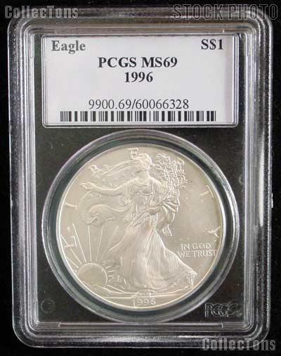 1996 American Silver Eagle Dollar in PCGS MS 69