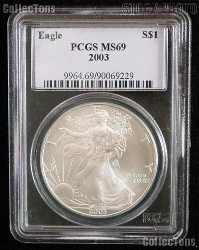2003 American Silver Eagle Dollar in PCGS MS 69