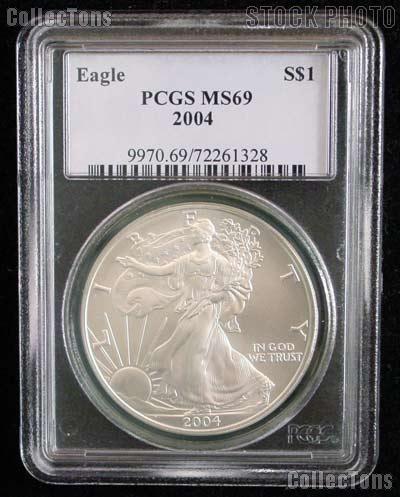 2004 American Silver Eagle Dollar in PCGS MS 69