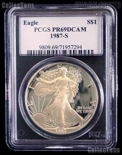 1987-S American Silver Eagle Dollar PROOF in PCGS PR 69 DCAM