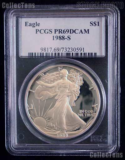 1988-S American Silver Eagle Dollar PROOF in PCGS PR 69 DCAM