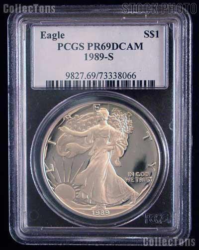 1989-S American Silver Eagle Dollar PROOF in PCGS PR 69 DCAM