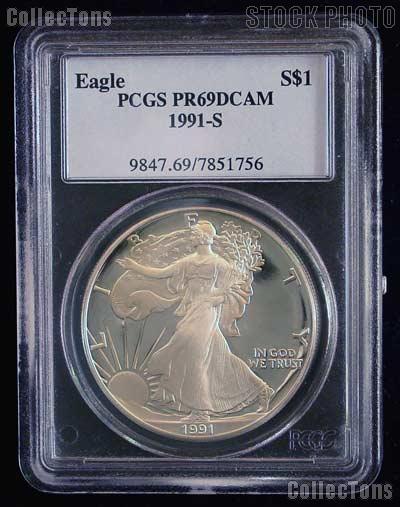 1991-S American Silver Eagle Dollar PROOF in PCGS PR 69 DCAM