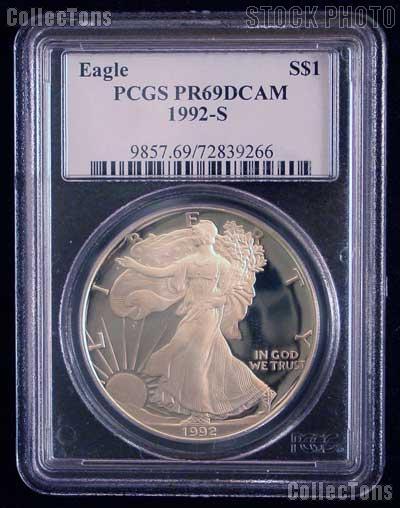 1992-S American Silver Eagle Dollar PROOF in PCGS PR 69 DCAM