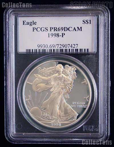 1998-P American Silver Eagle Dollar PROOF in PCGS PR 69 DCAM