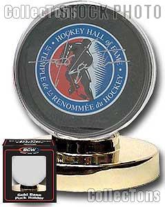 Hockey Puck Case by BCW Gold Base Puck Holder