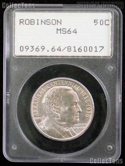 1936 Arkansas Centennial Robinson Silver Commemorative Half Dollar in PCGS MS 64