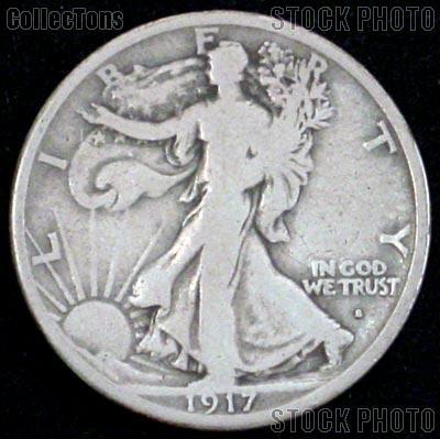 1917-S Walking Liberty Silver Half Dollar Obverse Mintmark Circulated Coin G 4 or Better