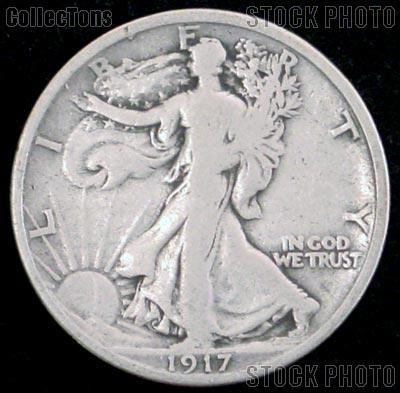 1917-S Walking Liberty Silver Half Dollar Reverse Mintmark Circulated Coin G 4 or Better
