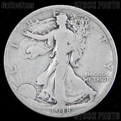 1918-S Walking Liberty Silver Half Dollar Circulated Coin G 4 or Better