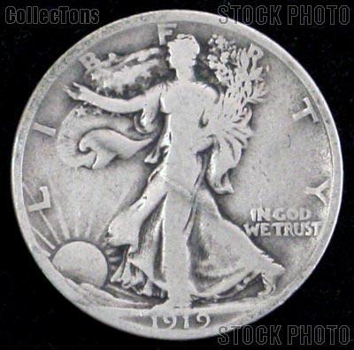 1919-S Walking Liberty Silver Half Dollar Circulated Coin G 4 or Better