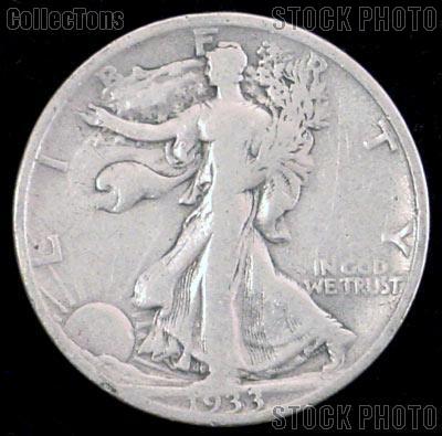 1933-S Walking Liberty Silver Half Dollar Circulated Coin G 4 or Better