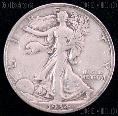 1934-S Walking Liberty Silver Half Dollar Circulated Coin G 4 or Better