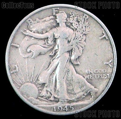 1945 D Walking Liberty Silver Half Dollar F Free Shipping With Five Items  A1