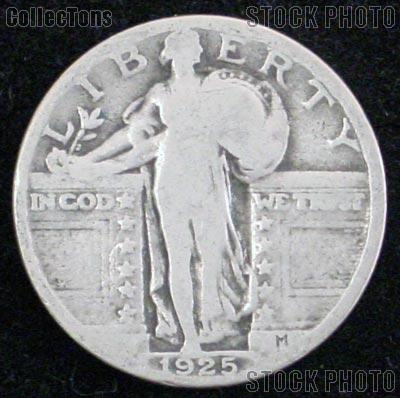 1925 Standing Liberty Silver Quarter Circulated Coin G 4 or Better