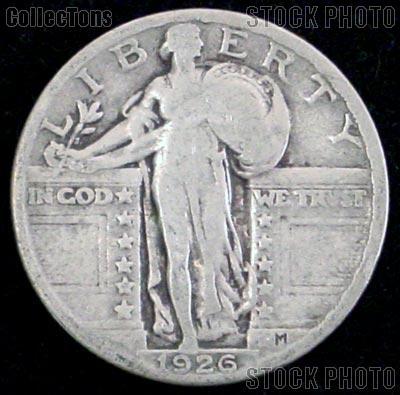 1926 Standing Liberty Silver Quarter Circulated Coin G 4 or Better