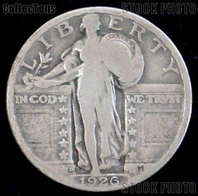 1926-D Standing Liberty Silver Quarter Circulated Coin G 4 or Better