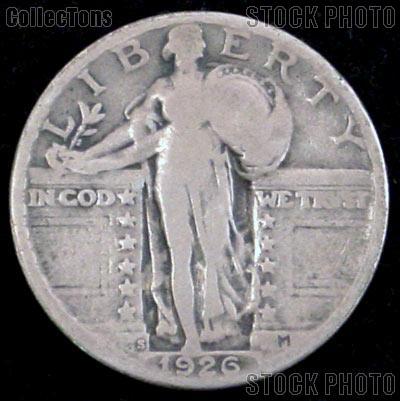 1926-S Standing Liberty Silver Quarter Circulated Coin G 4 or Better