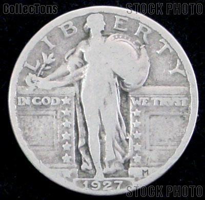 1927 Standing Liberty Silver Quarter Circulated Coin G 4 or Better