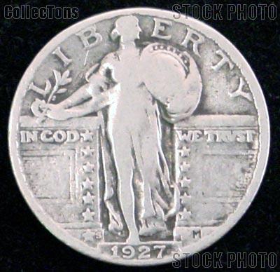 1927-S Standing Liberty Silver Quarter Circulated Coin G 4 or Better