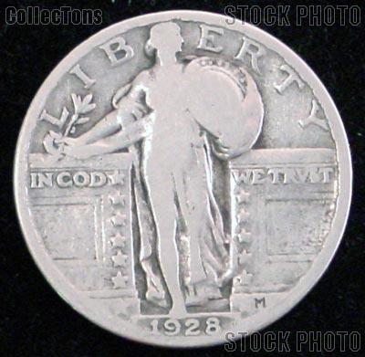 1928 Standing Liberty Silver Quarter Circulated Coin G 4 or Better