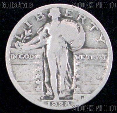 1928-S Standing Liberty Silver Quarter Circulated Coin G 4 or Better