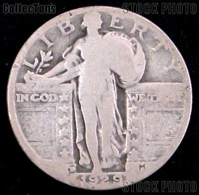 1929-D Standing Liberty Silver Quarter Circulated Coin G 4 or Better