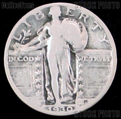 1930 Standing Liberty Silver Quarter Circulated Coin G 4 or Better