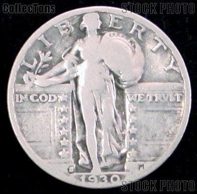 1930-S Standing Liberty Silver Quarter Circulated Coin G 4 or Better