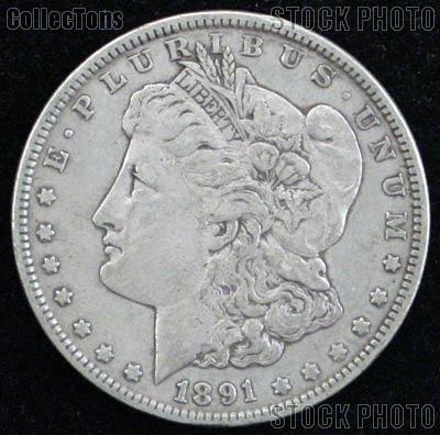 1891 S Morgan Silver Dollar Circulated Coin VG 8 or Better