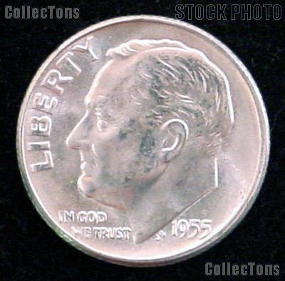 1955-D Roosevelt Silver Dimes - BU from Original Roll