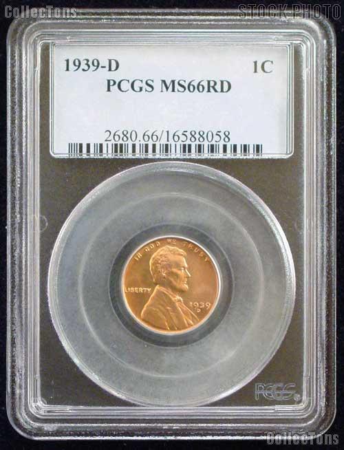 1939-D Lincoln Wheat Cent in PCGS MS 66 Red
