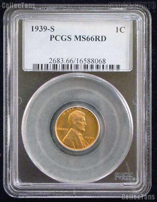 1939-S Lincoln Wheat Cent in PCGS MS 66 Red