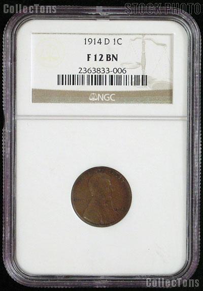 1914-D Key Date Lincoln Wheat Cent in NGC F 12 BN
