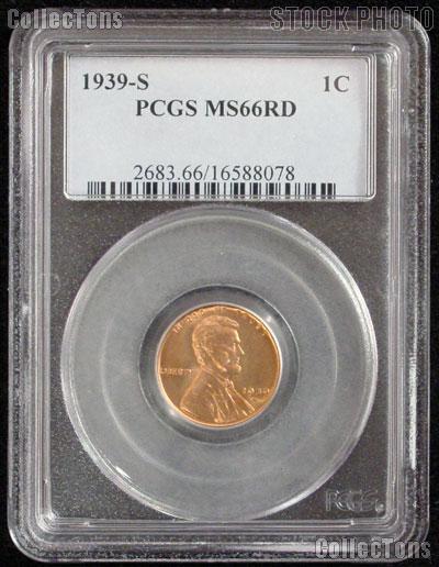 1939-S Lincoln Wheat Cent in PCGS MS 66 RD