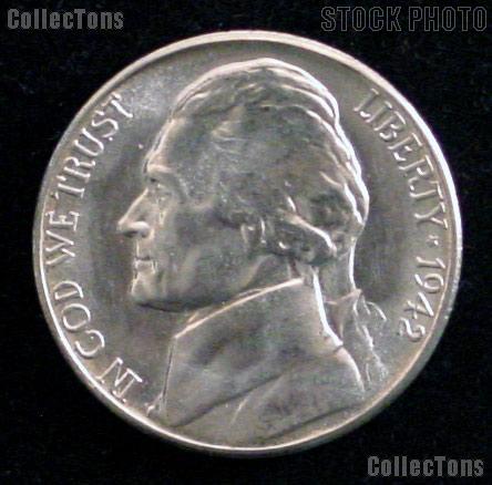 1942-P Jefferson Silver War Nickel Gem BU (Brilliant Uncirculated)