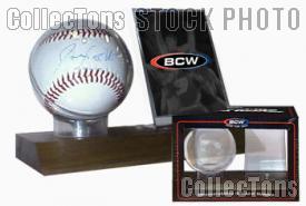 Baseball & Card Case by BCW Wood Base Baseball & Card Holder (Real Walnut)