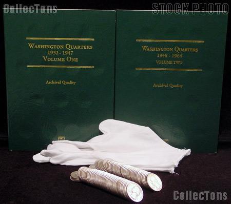 Washington Quarter Set 1932 - 1964 Complete CIRC Washington Silver Quarter Set (83 Coins) w/ Folders