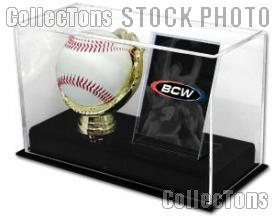 Baseball & Card Case by BCW Deluxe Acrylic Gold Glove Baseball and Card Display