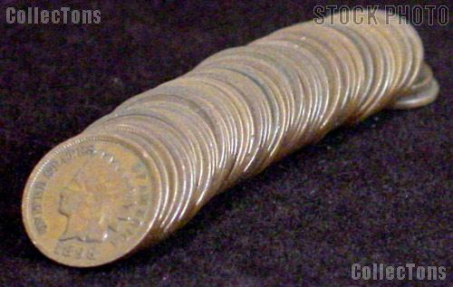 1800's Indian Cent Rolls - 50 Coins in G+ Condition