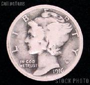 1916 Mercury Silver Dime 1916 Mercury Dime Circ Coin G 4 or Better