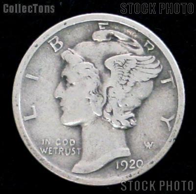 1920 Mercury Silver Dime 1920 Mercury Dime Circ Coin G 4 or Better